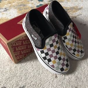 Vans Asher Slip On - Glitter Checkerboard